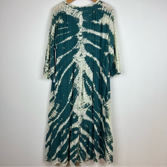 Young Fabulous and Broke Tie Dye Dawn Dress in Dark Green/ Teal and White - Picture 9 of 14